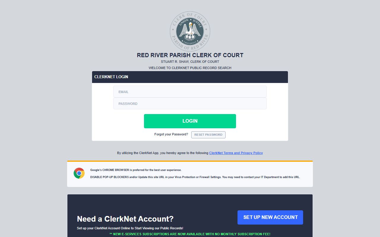 Red River Parish court records ClerkNet portal