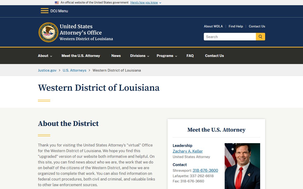 Red River Parish warrant records U.S. Attorney Western District of Louisiana source
